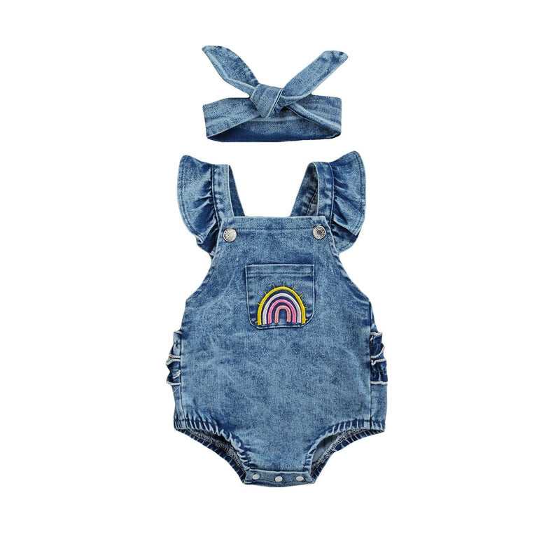 Body Infantil Jeans Feminino Arco Íris