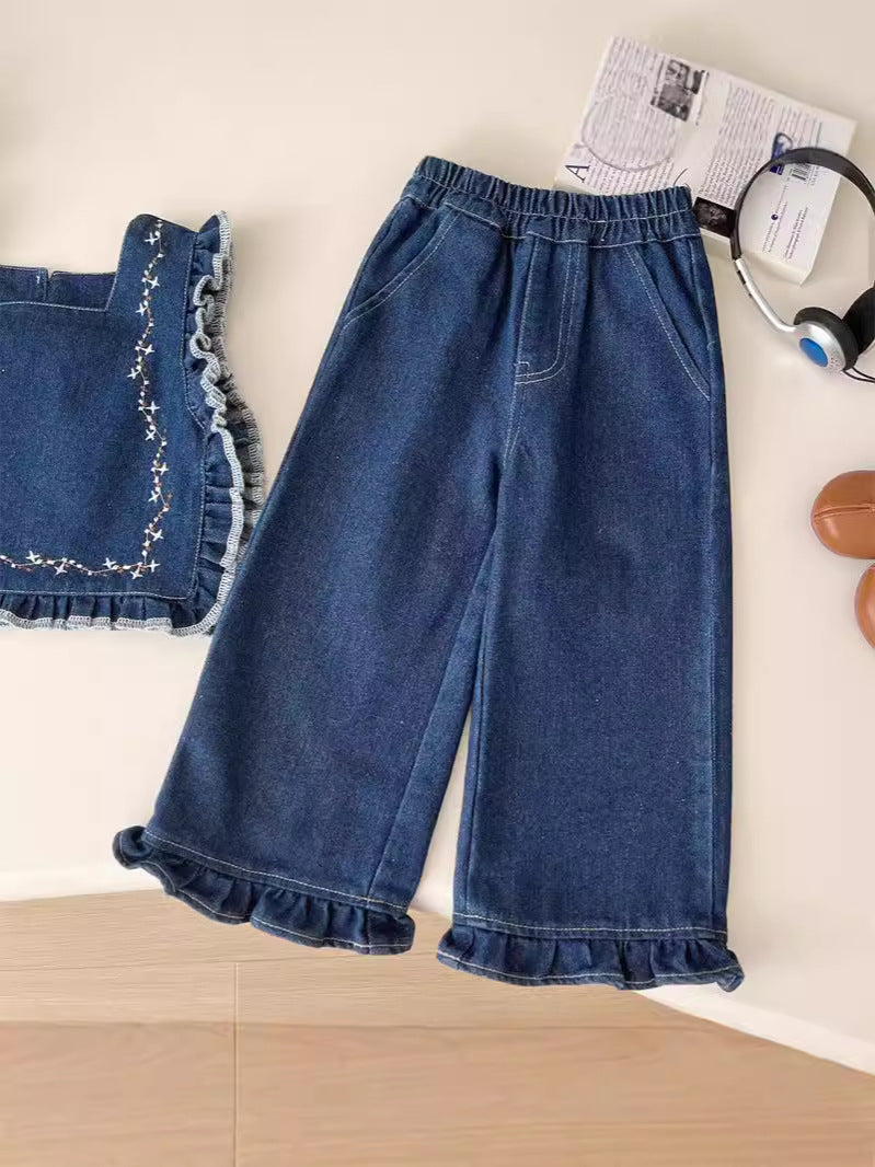 Conjunto Infantil Feminino 3 Peças Jeans