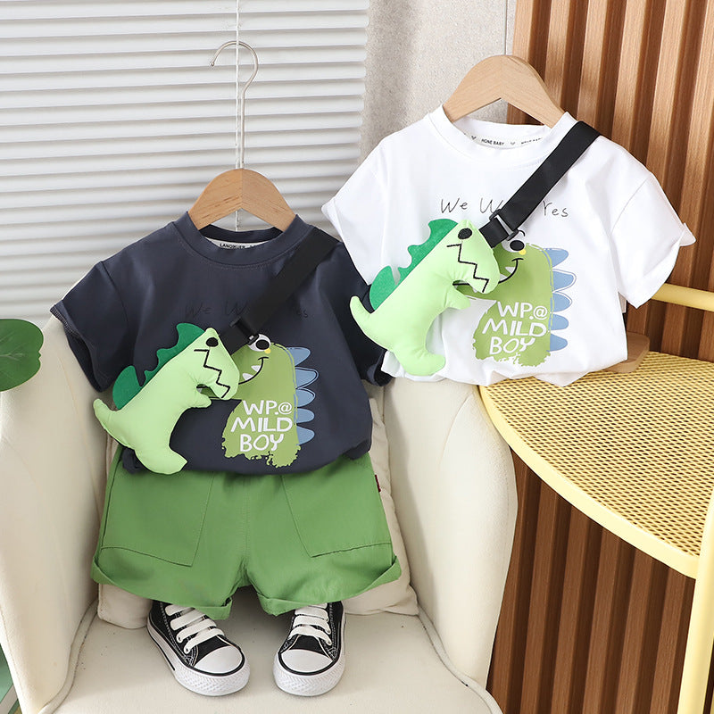 Conjunto Infantil Masculino Dinossauro Bolsinha